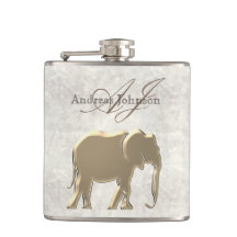 Witte marmeren en gouden olifant Elegante monogram