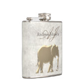 Witte marmeren en gouden olifant elegante monogram heupfles (Rechts)