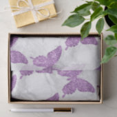 Witte marmeren en paarse glinsterende vlinders tissuepapier (Geschenk)