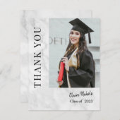 Witte Marmeren Foto Afstudeerdag Bedankkaart (Voorkant / Achterkant)