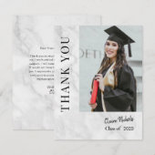 Witte marmeren foto afstuderen bedankkaart (Voorkant / Achterkant)