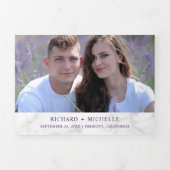 Witte Marmeren Galaxy Wereldkaart Alles in een bru Drieluik Uitnodiging (Cover)