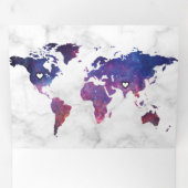 Witte Marmeren Galaxy Wereldkaart Alles in een bru Drieluik Uitnodiging (Binnenzijde eerst)