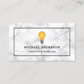 Witte Marmeren Gele Gloeilamp Elektricien Visitekaartje (Voorkant)