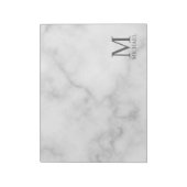 Witte marmeren gepersonaliseerde monogram en naam notitieblok (Linkerzijde)