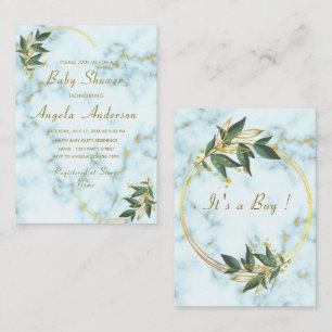 Witte Marmeren God Baby Jongen Douche Uitnodiging