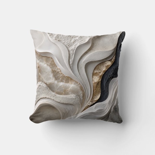 Witte marmeren gouden abstracte luxe kussensloop kussen (Voorkant)