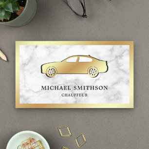 Witte Marmeren Gouden Auto Professionele Chauffeur Visitekaartje