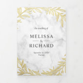 Witte Marmeren Gouden Bladtak Alles in één bruilof Drieluik Uitnodiging (Cover)