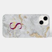 witte marmeren gouden glinsterend monogram Case-Mate iPhone case (Achterkant (horizontaal))
