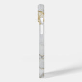 witte marmeren gouden glinsterend monogram Case-Mate iPhone case (Achterkant / Links)