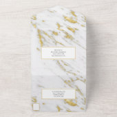 Witte marmeren gouden glitters trouwkaart all in one uitnodiging (Buitenkant)