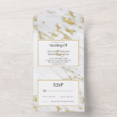 Witte marmeren gouden glitters trouwkaart all in one uitnodiging (Binnen)