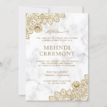 Witte Marmeren Gouden Kant Islamitische Mehndi Cer