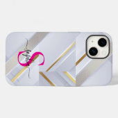 witte marmeren gouden lijnen monogram Case-Mate iPhone case (Achterkant (horizontaal))
