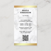 Witte Marmeren Gouden Model Actrice QR Code Foto Visitekaartje (Achterkant)