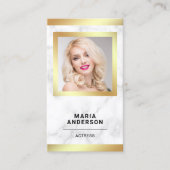 Witte Marmeren Gouden Model Actrice QR Code Foto Visitekaartje (Voorkant)