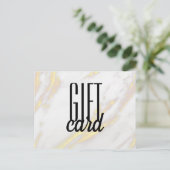 Witte Marmeren Gouden Stof Zwarte Brief Gift Kaart (Staand voorkant)
