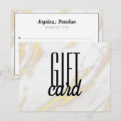 Witte Marmeren Gouden Stof Zwarte Brief Gift Kaart (Voorkant / Achterkant)