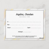 Witte Marmeren Gouden Stof Zwarte Brief Gift Kaart (Achterkant)