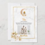 Witte Marmeren Islamitisch Design Iftar Kaart (Achterkant)