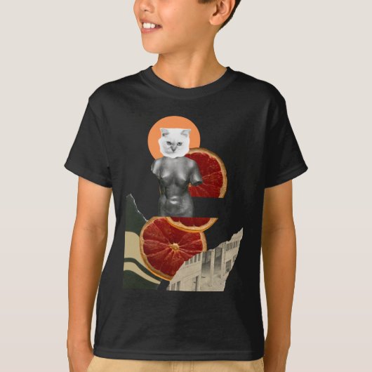 Witte marmeren kat sticker t-shirt (Voorkant)