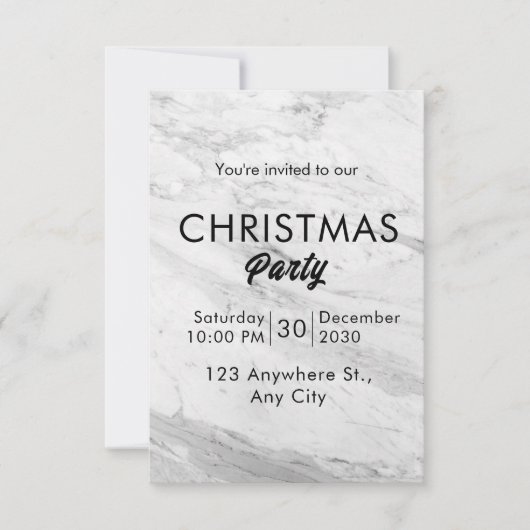 Witte Marmeren Kerstmis Kaart (Voorkant)