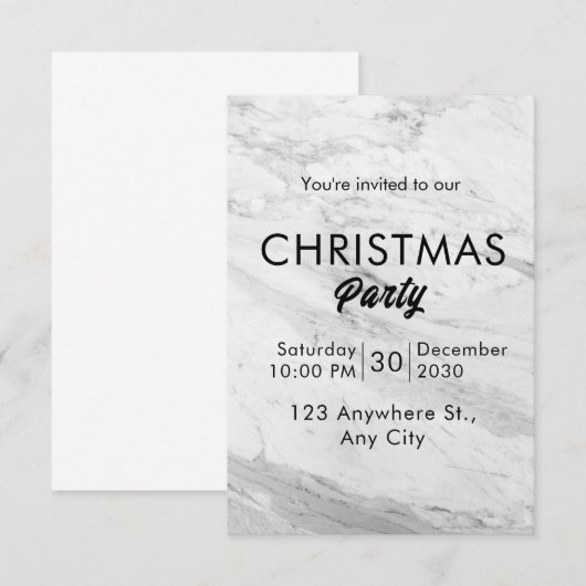 Witte Marmeren Kerstmis Kaart (Voorkant / Achterkant)