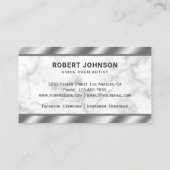 Witte Marmeren Metallic Microfoon Voice Over Artie Visitekaartje (Achterkant)