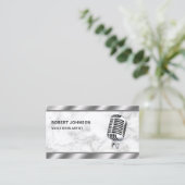 Witte Marmeren Metallic Microfoon Voice Over Artie Visitekaartje (Staand voorkant)