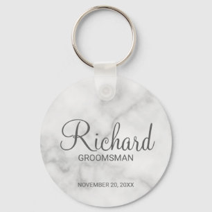 Witte marmeren moderne script gepersonaliseerde br sleutelhanger