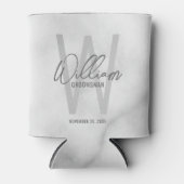 Witte Marmeren Moderne Script Persoonlijke Bruidsj Blikjeskoeler (Voorkant)