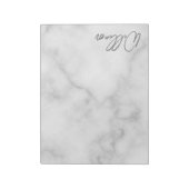 Witte Marmeren Moderne Script Persoonlijke Naam Notitieblok (Linkerzijde)