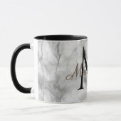 Witte marmeren mok met eigen naam en monogram (Links)