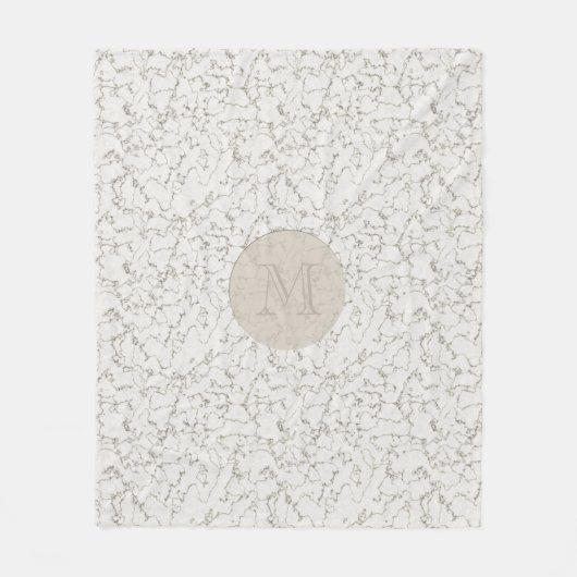 Witte Marmeren Monogrammed Witte Fleece Deken (Voorkant)