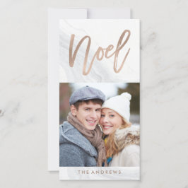Witte Marmeren Noel | Kerst Fotokaart in Brons Feestdagenkaart