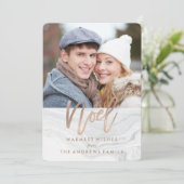 Witte Marmeren Noel Vakantie Fotokaart in Brons Feestdagenkaart (Staand voorkant)