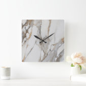 Witte marmeren patroon moderne wandklok (Huis)