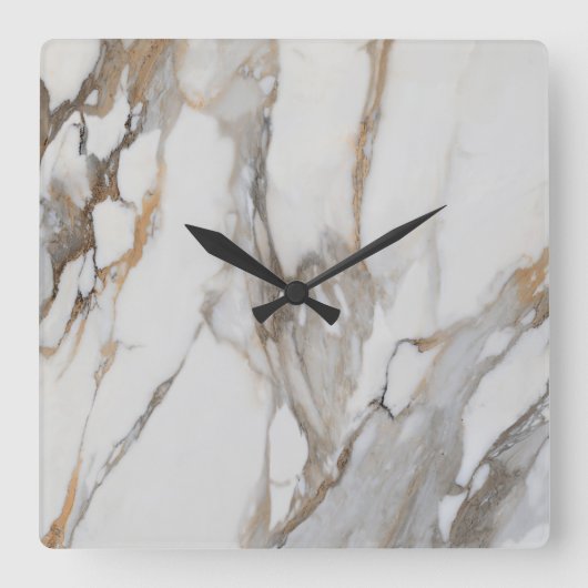 Witte marmeren patroon moderne wandklok (Voorkant)