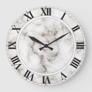 Witte marmeren Romeinse cijfer wandklok
