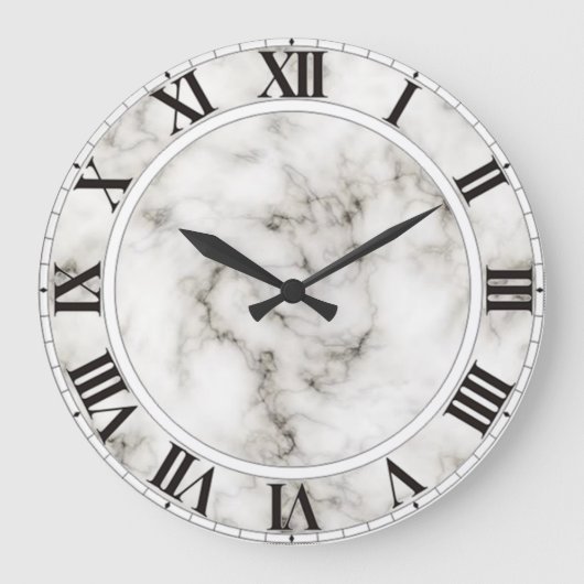Witte marmeren Romeinse cijfer wandklok (Voorkant)
