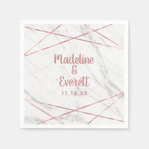 Witte Marmeren Roze Gouden Driehoek Trouw Monogram Servet