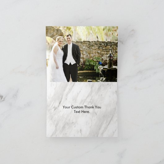 Witte marmeren & roze gouden moderne trouw Trouw D Bedankkaart (Binnen)