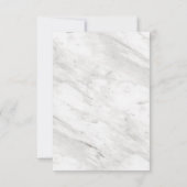 Witte marmeren & roze gouden moderne trouwreceptie kaart (Achterkant)