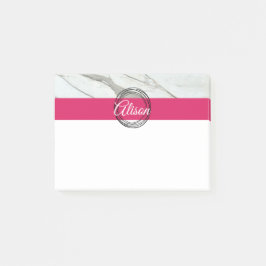 Witte marmeren roze zwarte cirkels persoonlijke po post-it® notes