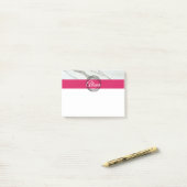 Witte marmeren roze zwarte cirkels persoonlijke po post-it® notes (Op bureau)