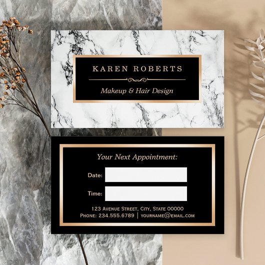 Witte Marmeren Schoonheidssalon Haar Dresser Afspr Afsprakenkaartje