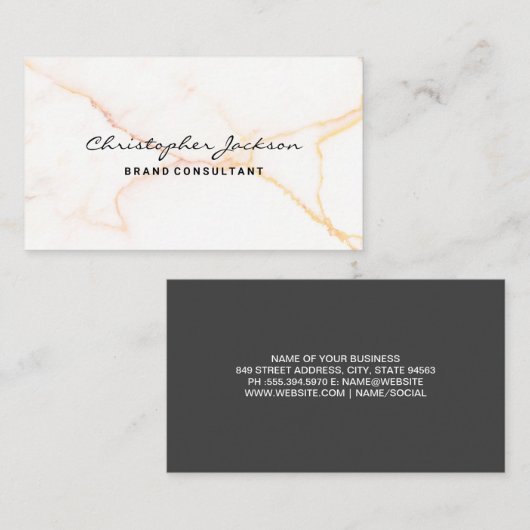 Witte marmeren Sinaasappels achtergrond Visitekaartje (Voorkant / Achterkant)