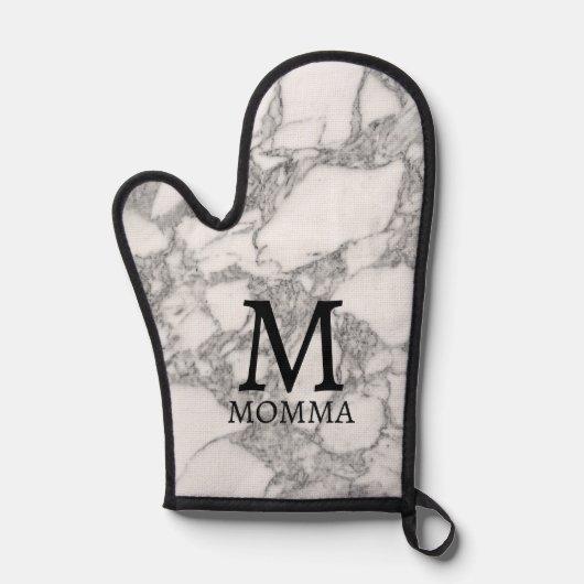 Witte marmeren steen aangepaste monogram oven hand ovenwant (Voorkant)