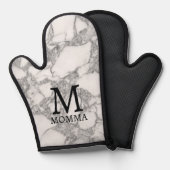 Witte marmeren steen aangepaste monogram oven hand ovenwant (Voorkant / Achterkant)